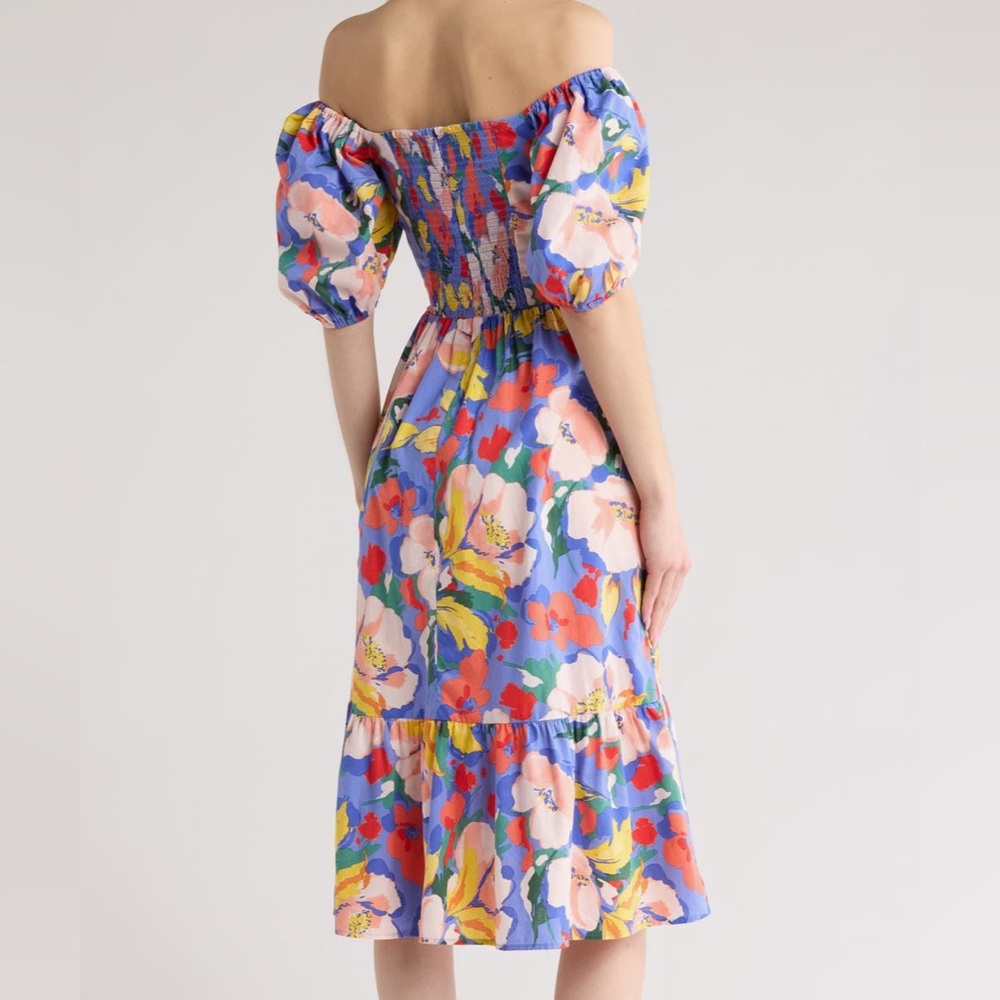 Vince Camuto Off-Shoulder Floral Midi Dress - Picture 2 of 6